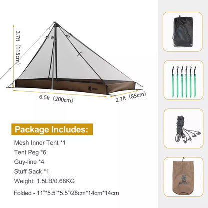 OneTigris 1-Person Mesh Inner Tent Shelter with Waterproofed Tent Bathtub Floor