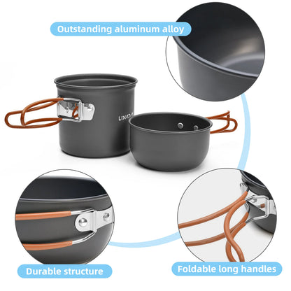 10 Piece Non-Stick Full Mess Kit with Modular Stove Base and Silverware