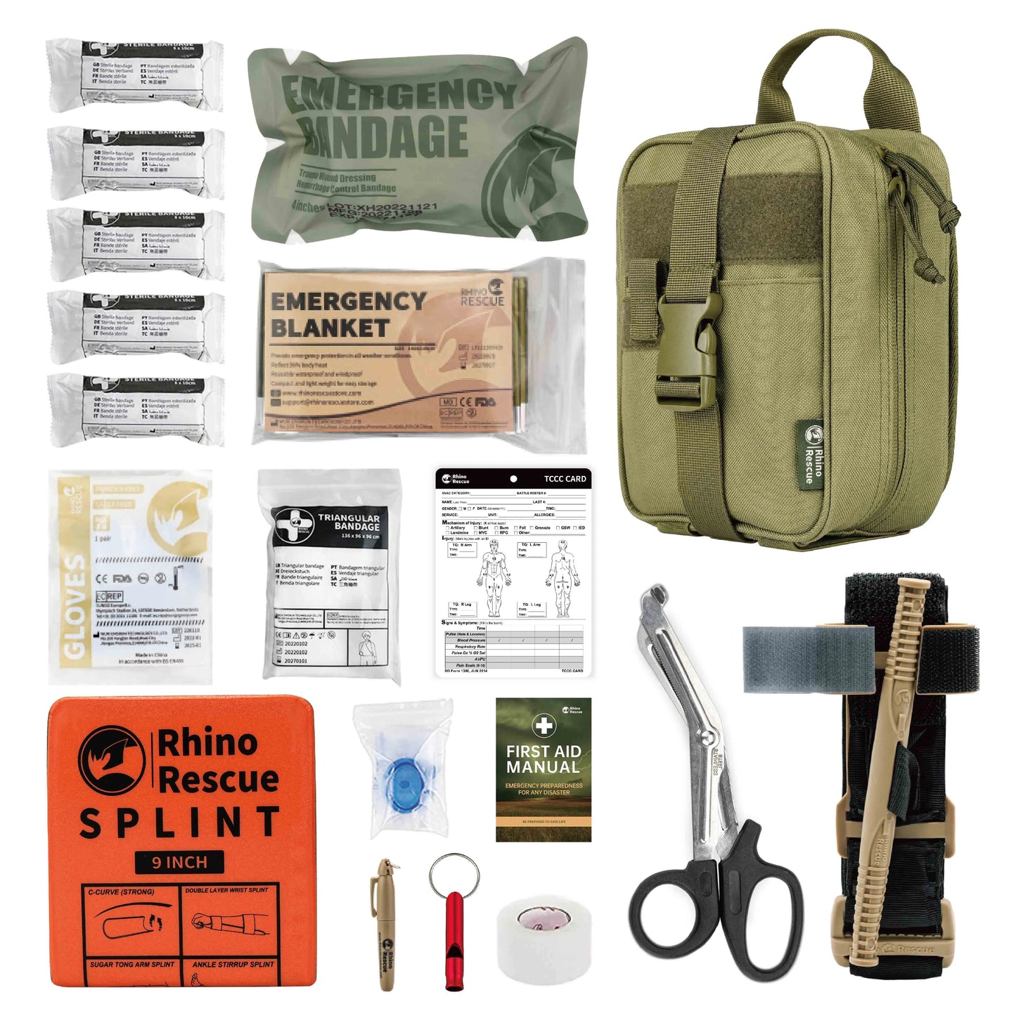 Rhino First Aid Survival Kit Tactical Ready-to-Go IFAK Pouch