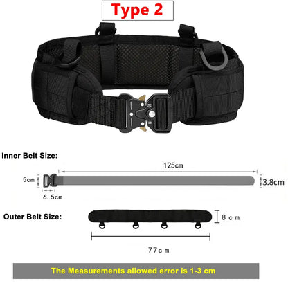 Tactical Padded Battle Belt with MOLLE attachments