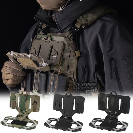 Tactical Folded Mobile Phone Holder with Molle Vest Chest Mounted Attachment